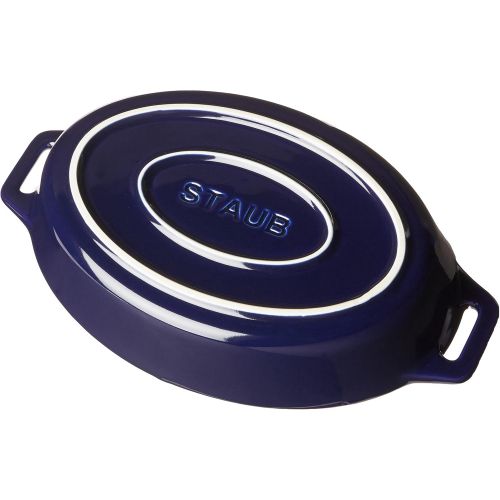  STAUB 40508-604 Ceramics Oval Baking Dish, 9-inch, Dark Blue