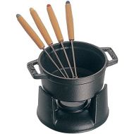 STAUB 1400423 Cast Iron Mini Chocolate Fondue Set, 0.25-quart, Black Matte