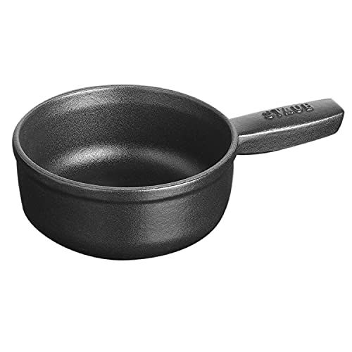  STAUB 1461223 Cast Iron Mini Cheese Fondue Pot, 12-oz, Black Matte