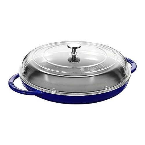  Staub Cast Iron 12-inch Round Steam Griddle - Dark Blue