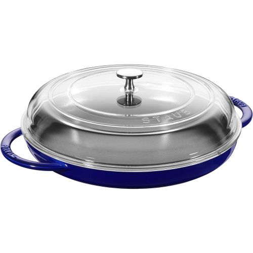  Staub Cast Iron 12-inch Round Steam Griddle - Dark Blue