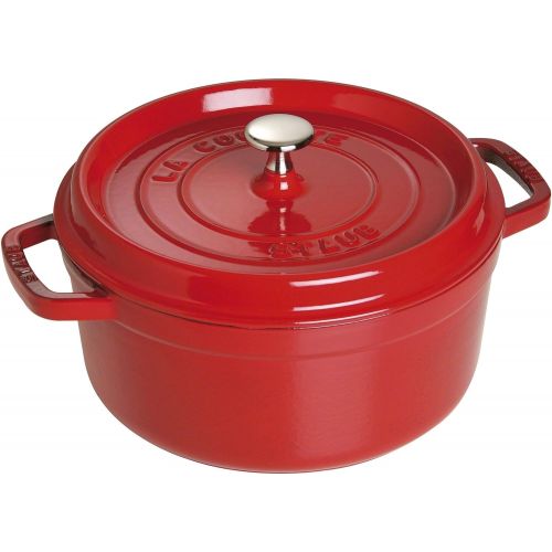  Staub Round Cocotte with Steamer Insert ? 10¼  Cherry Cherry