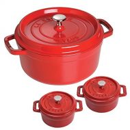 Staub 5.5-qt Round Cocotte with Two Bonus Minis, Cherry