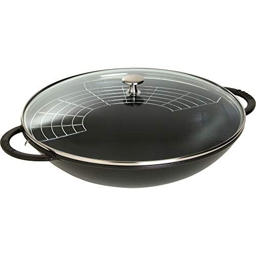  STAUB 1313923 Cast Iron Wok, 6-quart, Black Matte