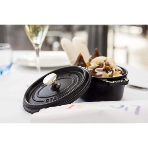  STAUB 1101025 Cast Iron Mini Round Cocotte, 0.25 quart, Matte Black