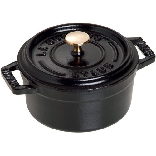  STAUB 1101025 Cast Iron Mini Round Cocotte, 0.25 quart, Matte Black