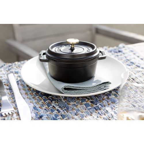  STAUB 1101025 Cast Iron Mini Round Cocotte, 0.25 quart, Matte Black