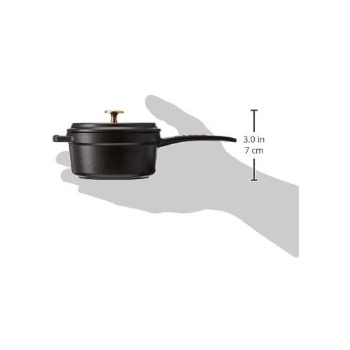  STAUB 1241025 Cast Iron Mini Saucepan, 0.25-quart, Black Matte