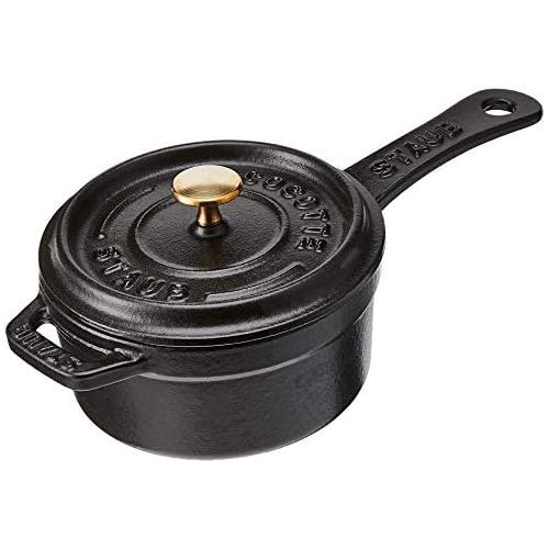  STAUB 1241025 Cast Iron Mini Saucepan, 0.25-quart, Black Matte