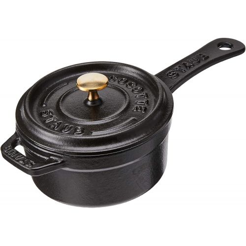  STAUB 1241025 Cast Iron Mini Saucepan, 0.25-quart, Black Matte