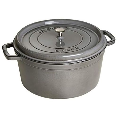  Staub Graphite Grey Enameled Cast Iron Round Cocotte, 13.25 Quart