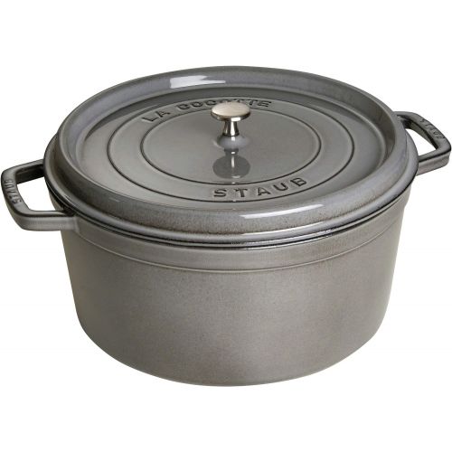  Staub Graphite Grey Enameled Cast Iron Round Cocotte, 13.25 Quart