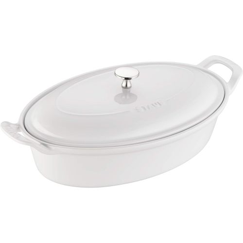  Staub 40508-685 Ceramics Oval Covered Baking Dish, 14-inch, White