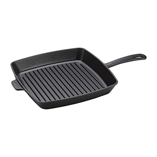  STAUB 12123023 Cast Iron Square Grill Pan, 12-inch, Matte Black