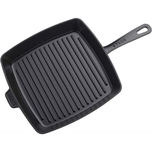  STAUB 12123023 Cast Iron Square Grill Pan, 12-inch, Matte Black