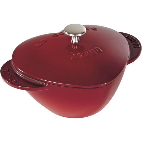  STAUB 1100006 Cast Iron Heart Cocotte, 1.75-quart, Cherry