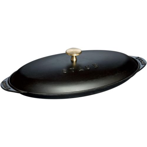 STAUB 1332125 Cast Iron Covered Fish Pan, 14.5-inch, Black Matte