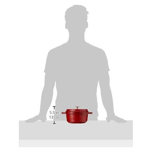  Staub 1102206 Cast Iron Round Cocotte, 2.75-quart, Cherry