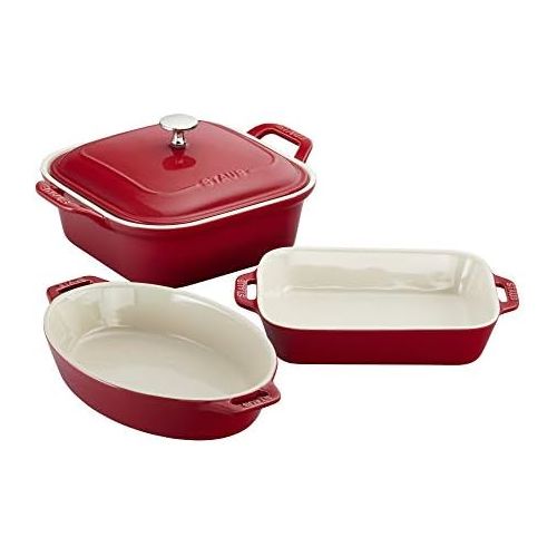  Staub 40508-646 Ceramics 4-pc Baking Dish Set-Cherry