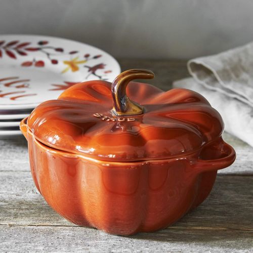  STAUB 40511-555 Ceramics Petite Pumpkin Cocotte, 16-oz, Burnt Orange