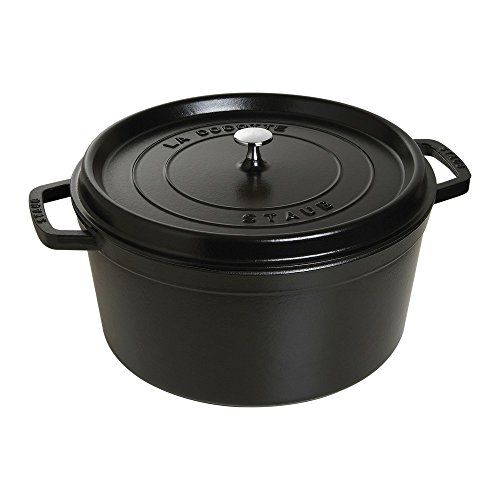  STAUB 1103425 Cast Iron Round Cocotte, 13.25-quart, Black Matte