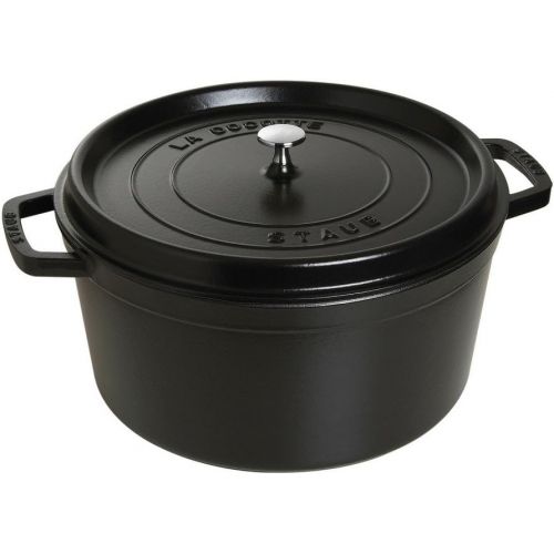  STAUB 1103425 Cast Iron Round Cocotte, 13.25-quart, Black Matte