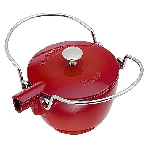  STAUB 1650006 Cast Iron Round Tea Kettle, 1-quart, Cherry