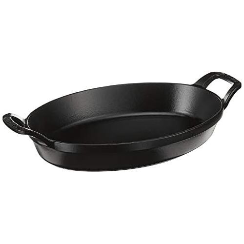  STAUB 1302923 Cast Iron Oval Baking Dish, 11x8-inch, Black Matte