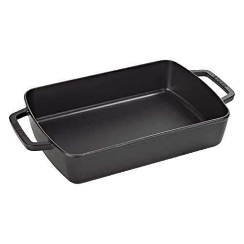  STAUB 1303023 Cast Iron Roasting Pan, 12x8-inch, Black Matte