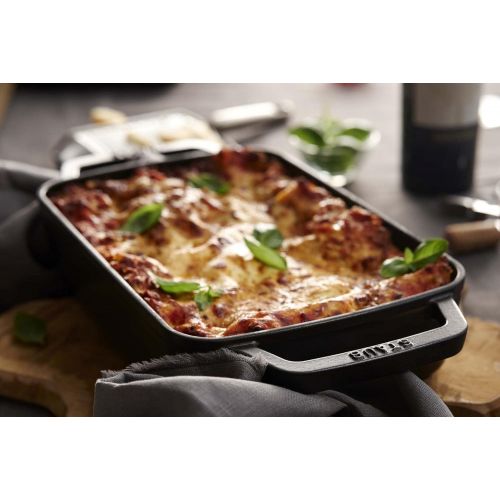  STAUB 1303023 Cast Iron Roasting Pan, 12x8-inch, Black Matte