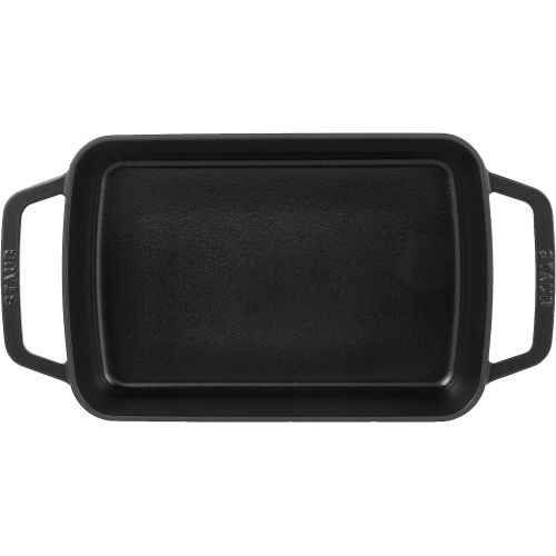  STAUB 1303023 Cast Iron Roasting Pan, 12x8-inch, Black Matte