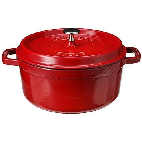  Staub Cast Iron Round Cocotte, 4-Quart, Cherry - 40509-835-0