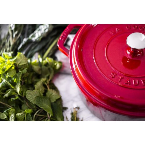  Staub Cast Iron Round Cocotte, 4-Quart, Cherry - 40509-835-0