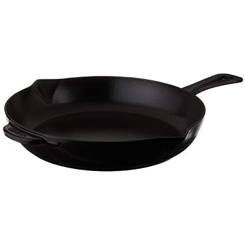  STAUB 1222625 Cast Iron Enameled Frying Pan, 10-inch, Black Matte