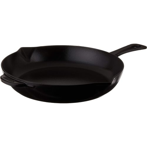  STAUB 1222625 Cast Iron Enameled Frying Pan, 10-inch, Black Matte