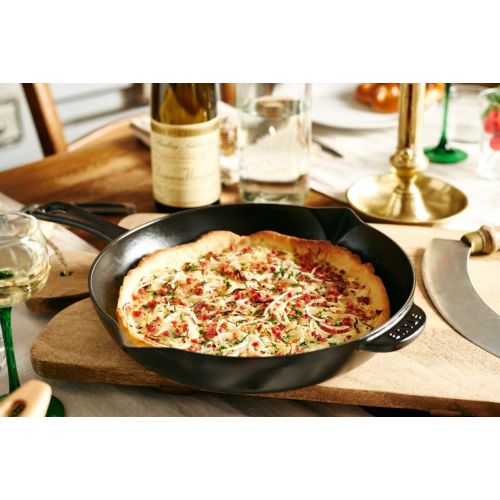  STAUB 1222625 Cast Iron Enameled Frying Pan, 10-inch, Black Matte