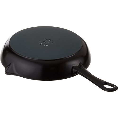  STAUB 1222625 Cast Iron Enameled Frying Pan, 10-inch, Black Matte