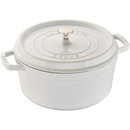  STAUB 1102802 Cast Iron Round Cocotte, 6-1/4-Quart, White