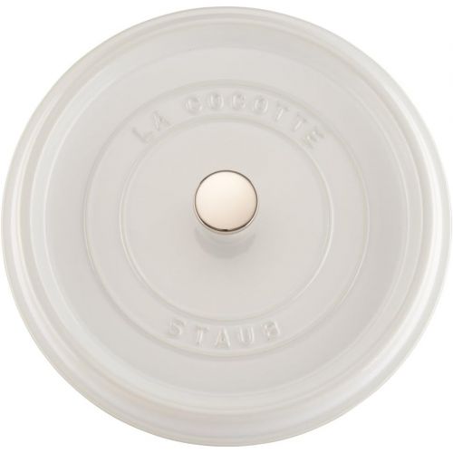  STAUB 1102802 Cast Iron Round Cocotte, 6-1/4-Quart, White