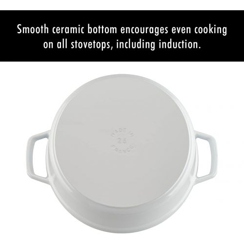  STAUB 1102602 Cast Iron Round Cocotte, 5.5-quart, White