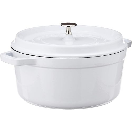  STAUB 1102602 Cast Iron Round Cocotte, 5.5-quart, White