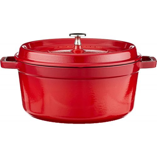  Staub 1102606 Cast Iron Round Cocotte, 5.5-quart, Cherry