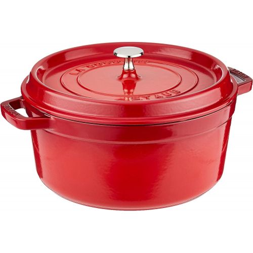  Staub 1102606 Cast Iron Round Cocotte, 5.5-quart, Cherry