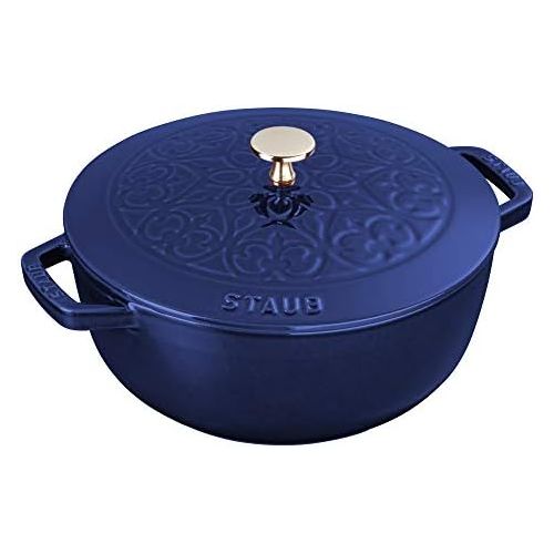  Staub Cast Iron 3.75-qt Essential French Oven with Lilly Lid - Dark Blue