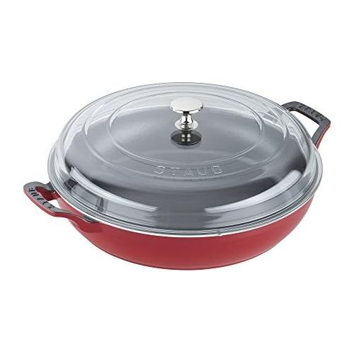  STAUB 14813006 Braiser with Glass Lid, 3.5-Qt, Cherry