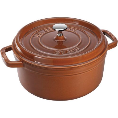  STAUB 11028806 Cast Iron Round Cocotte, 7-quart, Burnt Orange