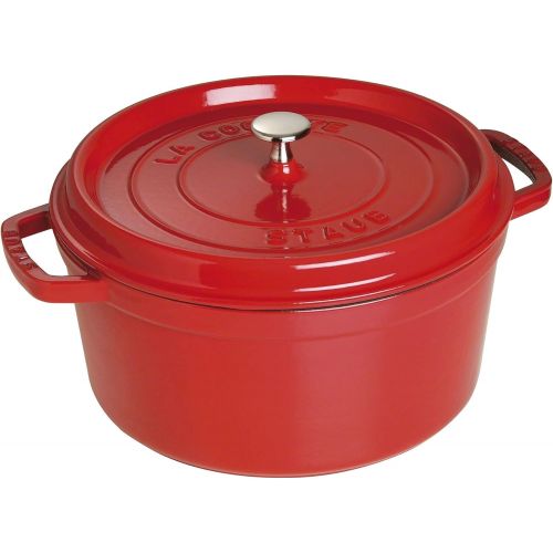  STAUB 1102806 Cast Iron Round Cocotte, 7-quart, Cherry