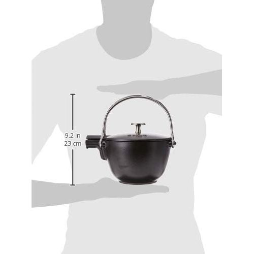  STAUB 1650023 Cast Iron Round Tea Kettle, 1-quart, Black Matte