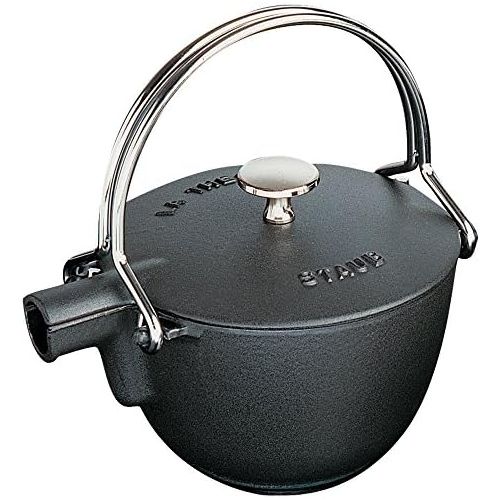  STAUB 1650023 Cast Iron Round Tea Kettle, 1-quart, Black Matte