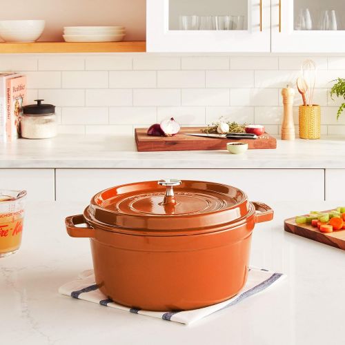  STAUB 11026806 Cast Iron Round Cocotte, 5.5-quart, Burnt Orange